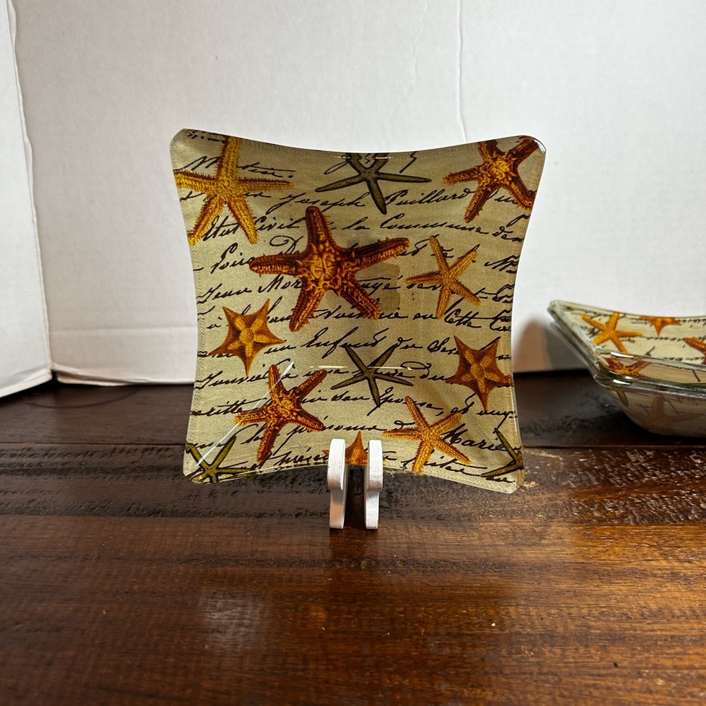 Notions Set Of 4 Glass Starfish Appetizer Nuts Dishes Beach